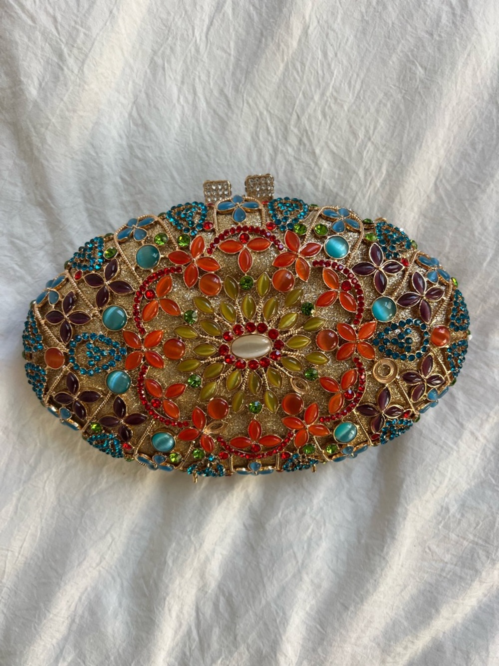 Bejeweled Multicolor Floral Evening Clutch